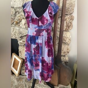 Ann Taylor Purple and Pink Midi Dress